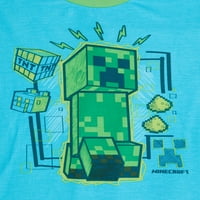 Minecraft Boys Klasična košulja s dugim rukavima i hlače set pidžama, 2-komad, veličine 4-10