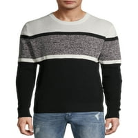 Muški džemper s okruglim vratom u prugama od teksture i lapora