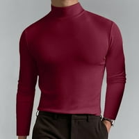 Muške ugrađene osnovne majice s visokim vratom, ležerni udobni mekani puloveri s dugim rukavima, gornji dio za muškarce od 9 do 3