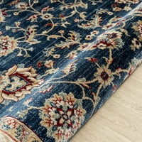 Domaći tradicionalni plavi tepih s cvjetnim filigranskim obrubom