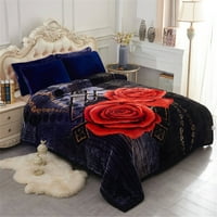 Debela runa pokrivač kralj veličina, 10 lbs fly fau mink krevet pokrivač za zimu, crno i crveno, 85 x93