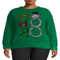Bez komentara, preveliki ženski Božićni džemper ukrašen uzorkom Šerpe