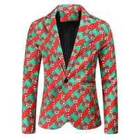 Muška modna ležerna jednoredna jakna s božićnim printom