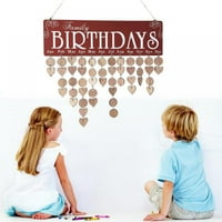 Obiteljska rođendanska ploča, Uradi Sam drveni kalendar, zidna ploča s podsjetnikom za rođendan, s drvenim oznakama, izvrstan poklon