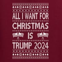 Divlji Bobbi, sve što želim za Božić su Trumpovi izbori, ružni Božićni džemper s okruglim vratom i grafičkim printom, kestenjasti,