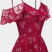 Ženska Vintage čipkasta haljina s cvjetnim uzorkom za svadbenu zabavu, kratka haljina s naramenicama s ramena, rođendanska ljuljačka