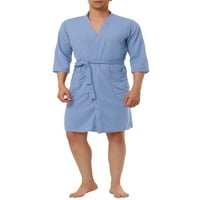 Jedinstvene ponude muški vafeljski topli ogrtač Čvrsta boja odjeća za spavanje dugih rukava