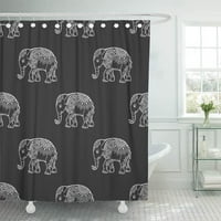 Tajland sa slonom na crnoj životinjskoj pozadini, izrađen u tekstilnom uzorku apstraktna Afrička zavjesa za tuširanje, zavjesa za