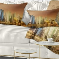 Dizajn Singapur Skyline pod smeđim nebom - jastuk za bacanje grada - 12x20