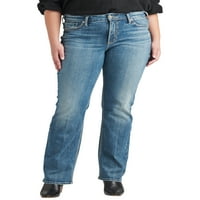 Tvrtka Silver Jeans. Ženske traperice srednje veličine u veličini u veličini, sužene do dna, sa skraćenim strukom, veličine 12-24