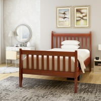 AUKFA TWIN platforma Okvir kreveta s uzglavljem i pločom - Drveni dvostruki krevet za djecu tinejdžera - orah