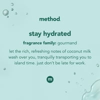 Metoda pranje tijela, ostati hidrirano, bogat miris kokosovog mlijeka, boca