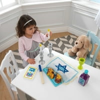 Drveni subotnji set od 21 komada s narezanim kruhom challah-židovske blagdanske igračke
