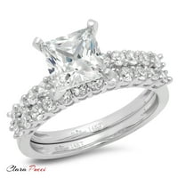 2. Princess Cut pravi autentični prirodni dijamant 18K bijeli zlatni 18K vjenčani vjenčani prsten dizajnerski prsten 10k veličina