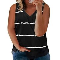 Casual Ženski vrhovi u Plus-Size S izrezom u obliku slova U i prugastim rukavima, široke bluze-prsluci