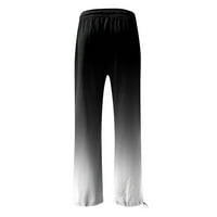 Lepršave hlače, široke pamučne lanene hlače visokog struka s 9 hlača, široke duge hlače s džepovima, crne A-liste