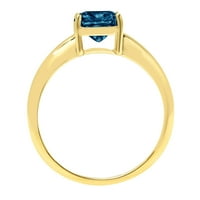 Dijamantni jastučić izrezan 1 karat s prirodnim londonskim plavim topazom od žutog zlata 14k 9,75