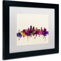 Kansas City Skyline Canvas Art by Michael Tompsett, bijeli mat, crni okvir
