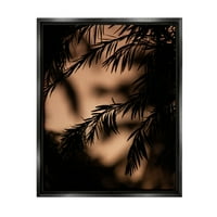 Noćna silueta stablo ostavlja botaničke i cvjetne fotografije Jet Black Framed Art Print Art Art