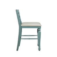 Drvena barska stolica s punim naslonom, visina sjedala 30 inča, plava s gumiranom završnom obradom