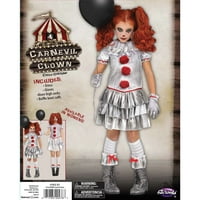Fun World Inc. Carnevil Clown Halloween zastrašujuća kostim ženka, dijete 4-10, multi-boja