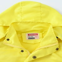 Napomena: dječja kišna jakna s kapuljačom na vratu i gumbima, široki vanjski kaput s džepovima, obična kišna jakna u žutoj boji