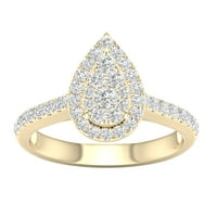 Carat T.W. Dijamantni 10KT žuti zlato kompozitni zaručnički prsten u obliku kruške