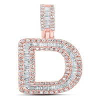 Privjesak s inicijalima u obliku slova 10k ružičastog zlata s muškim dijamantom baguette u obliku dijamanta