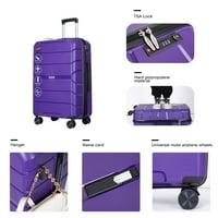 Tvrdi kofer Spinner Wheels PP prtljaga set laganog kovčega s TSA zaključavanjem - 3 -dijelni set - ljubičasta