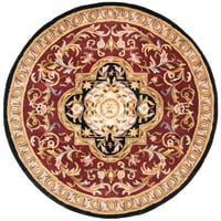 Klasična vunena prostirka s cvjetnim obrubom, crvena i crna, 2' 3 10'
