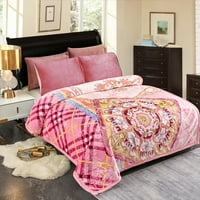 Finke BED BECKEN KING, PLY mekana topla plišana deka, ružičasta cvjetna, 83 93