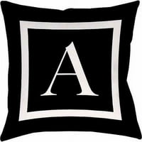 Klasični blok monogram ukrasni jastuk - crni