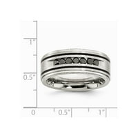 Crni dijamantni prsten od ugraviranog poliranog nehrđajućeg čelika, veličine 11. Pokloni za nakit za žene