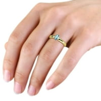 Zaručnički prsten s akvamarinom 7-inčni 0. Karat žutog zlata 14k.veličina 7,5