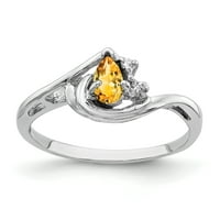 Prsten od bijelog zlata od 5 puta Citrina od kruške i dijamanta od dijamanta.