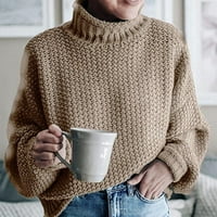 ženski puloveri od pulovera-casual jednobojni pleteni pulover s imitacijom vrata dugih rukava, široke majice, vrhovi, za jesen-proljeće-zimu