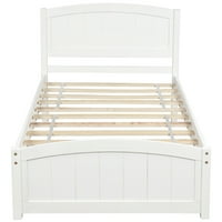 Blizan drveni platforma krevet s uzglavljem, nogom i nosačem od drva, nije potrebno BO proljeće, bijelo