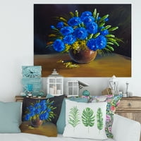 DesignArt 'Mrtvi život Buket plavih divljih cvjetova u vazi' tradicionalni platneni zidni umjetnički tisak