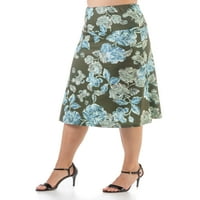 Udobna odjeća Ženska zelena cvjetna suknja dužine koljena