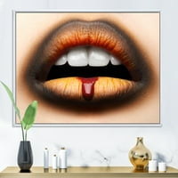 DesignArt 'Žene usne s crnim i narančastim ružem' Moderno uokvireno platno zidne umjetničke print