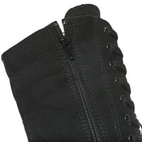 Ženske modne platnene čizme do koljena na vezanje za djevojčice čiste crne plesne čizme s patentnim zatvaračem, 99