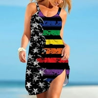 Boho haljine za žene, majica bez rukava s američkom zastavom, ljetna sundress za odmor na plaži