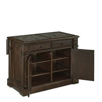 Kućni stilovi Prairie Home Granit Top Kitchen Island Cart u crnoj hrastu