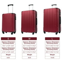 Hommoo proširiva tvrda prtljaga s TSA Lock-om, 3-komadića, crvena