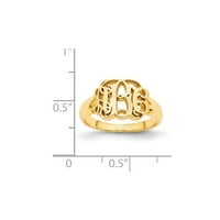 14k monogramski prsten s pečatom od žutog zlata, veličina remena 6,5