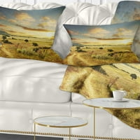 Dizajn, prekrasan seoski prerijski zalazak sunca - jastuk za bacanje afričkog krajolika - 12x20