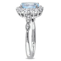 Miabella ženska 2- ct plava i bijela topaz i dijamantni naglasak 14KT bijelo zlato koktel halo prsten