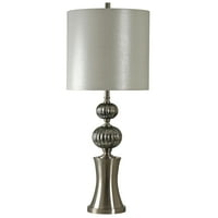 Averill stolna svjetiljka - srebrni završetak - srebrna nijansa tkanine od tvrdog povrata