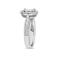 Carat T.W. Dijamantni sterling srebrni halo zaručnički prsten