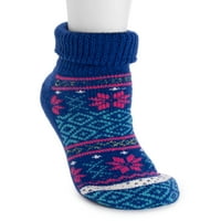 Poklon set ženskih termalnih čarapa s papučama za gležnjeve